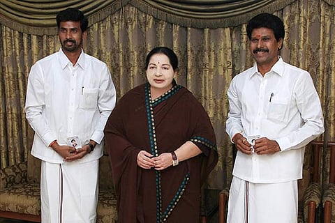 DMK functionaries C Elumalai and E Senthilkumar joined AIADMK in the presence of J Jayalalithaa