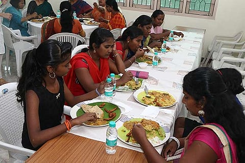 Sri Lankan refugees at a lunch hosted by the United Nations High Commissioner for Refugees? (UNHCR)