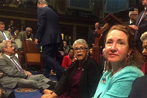 Democratic members of the US House of Representatives staging a sit-in on the House floor