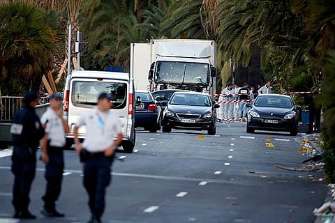 The heavy truck that ran into a crowd at high speed celebrating the Bastille Day