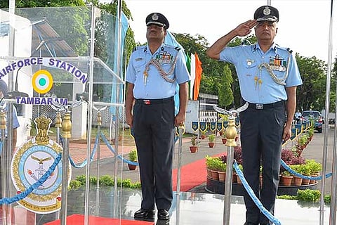 Air Commodore S Shrinivas (right) on Monday assumed command of the Air Force Station in Tambaram