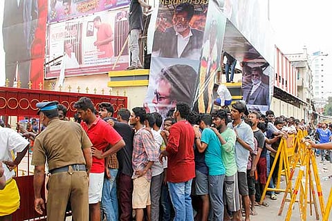 Several movie theatres across the city registered long serpentine queues of fans