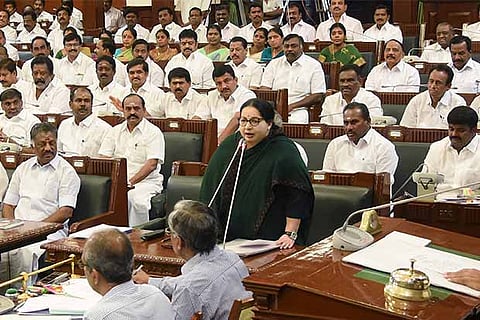 Tamil Nadu CM J Jayalalithaa talks in the state Assembly