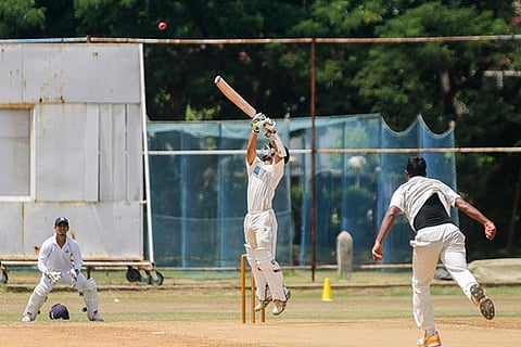 Chhattisgarh skipper Sahil Gupta hits an upper-cut off Prakash Seet (Photo: Justin George)