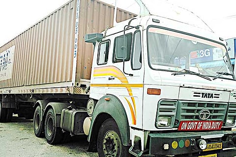 The cash-loaded truck that failed to start on Sunday morning at Kallikudi near Madurai