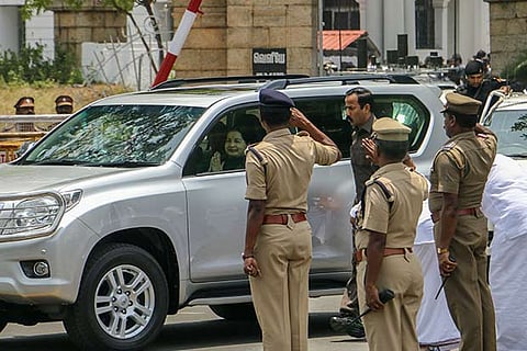 CM J Jayalalithaaa arriving at the Secretariat
