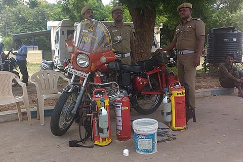 A two-wheeler ambulance stationed at Tiruchy Collectorate