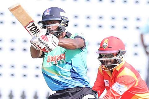 B Aparajith on his way to 91 on Monday