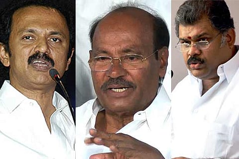 M K Stalin, S Ramadoss, and G K Vasan