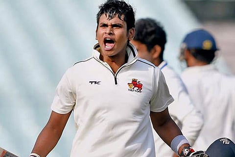 Akhil Herwadkar finishing unbeaten on 82 in India?s second innings of 158 for 4