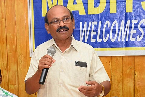 Murari, president of of MADITSSIA, addressing the media