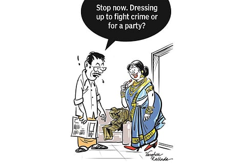 Woman cops to lay golden trap for chain snatchers (Illustration by Varghese Kallada)