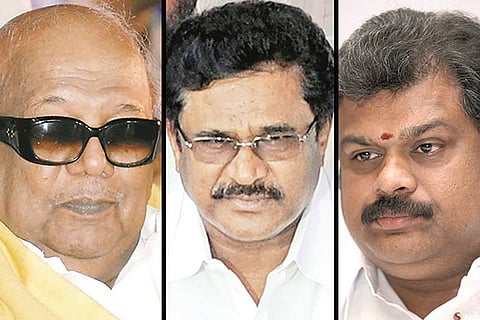 (From Left) Karunanidhi, Thirunavukkarasar and Vasan