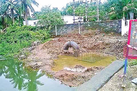 Drinking water pipe laying works in progress in one of the suburb areas in Chennai