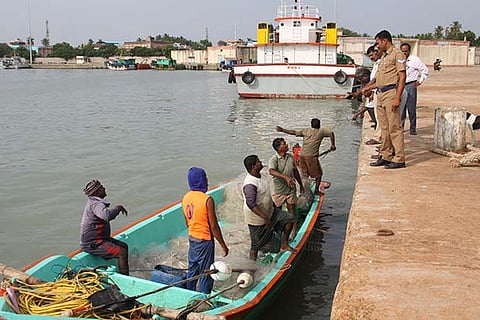 A mock drill on maritime security in progress