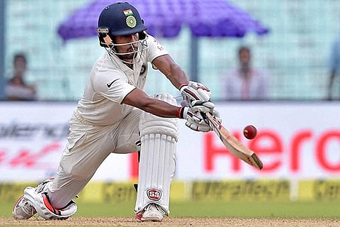 Wriddhiman Saha plays a shot during 2nd day of 2nd Test Match against New Zealand