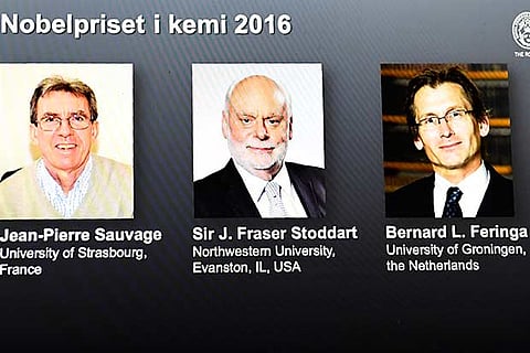 The winners of the 2016 Nobel Chemistry Prize Jean-Pierre Sauvage, J Fraser Stoddart and Bernard
