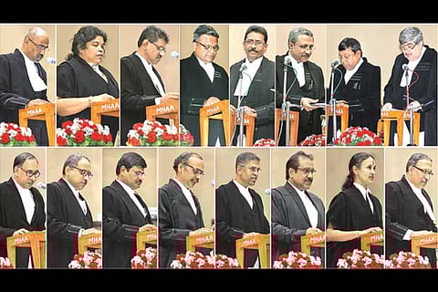 15 new judges taking oath at the swearing-in ceremony held at Madras High Court
