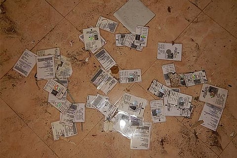 Voter identity cards dumped on the floor at Tiruvallur collectorate office