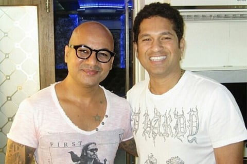 Hairstylist Aalim Hakim and Sachin Tendulkar