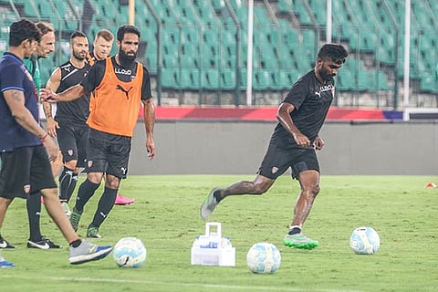 A file picture of Chennaiyin FC players during a practice session.