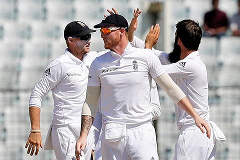 England players celebrate a Bangladesh wicket