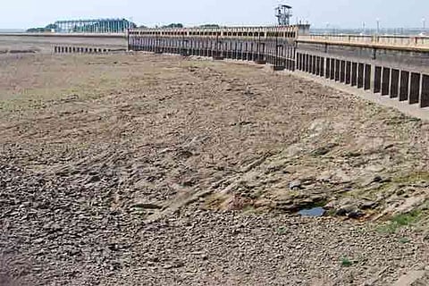 A file picture of a parched Krishnaraja Sagar dam