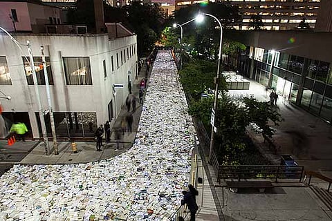 10,000 books create a literary river on the streets of Toronto