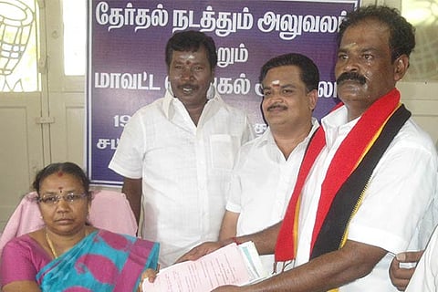 DMDK nominee Thanapandian files his nomination at Tiruparankundram