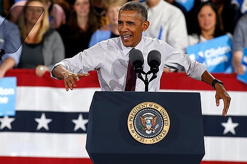 President Barack Obama speaks at a campaign rally