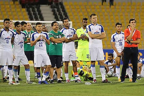 Bengaluru FC players react after losing the AFC Cup final