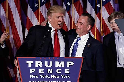 US President-elect Trump and Chairman of the Republican National Committee Reince Priebus