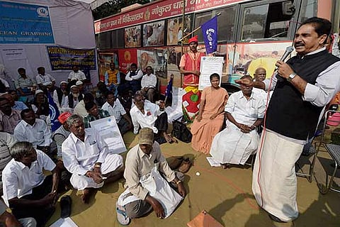 Members of National Fishworkers? Forum during a protest