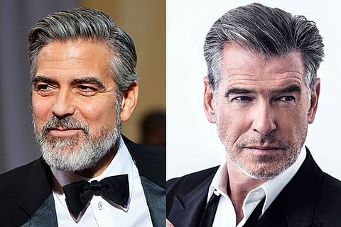 (L) George Clooney and (R) Pierce Brosnan