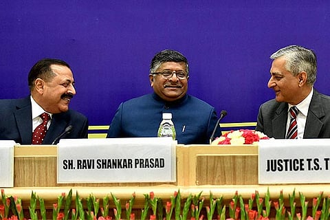 Union Law Minister Ravi Shankar Prasad with Chief Justice of India TS Thakur