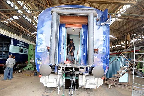 A coach being built at ICF