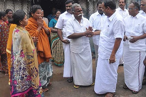 Minister OS Manian interacting with the fishermen families in Nagapattinam