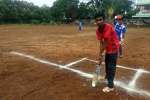 A match in progress at the inter-zone cricket tourney for the blind in Coimbatore
