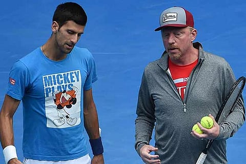 File picture of Novak Djokovic (left) and Boris Becker