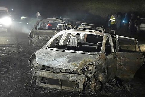 Witnesses described a fireball engulfing the vehicles with passengers inside