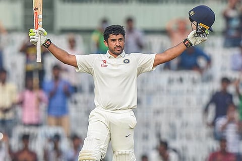 Karun Nair celebrates his triple ton against England