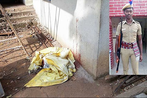 The spot where Armed Reserve constable Gopinath (inset) shot himself using his service rifle