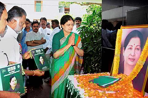 Sasikala pays tribute to Jayalalithaa in Poes Garden after she was elected AIADMK general secretary