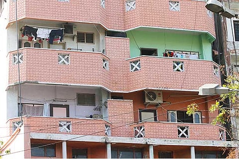 The balcony on the third-floor of the apartment from which the 4-year-old child had a fatal fall