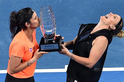 Sania Mirza and Mattek Sands after their win in Brisbane
