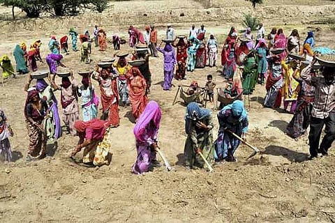 A file photo of MGNREGA workers at a site