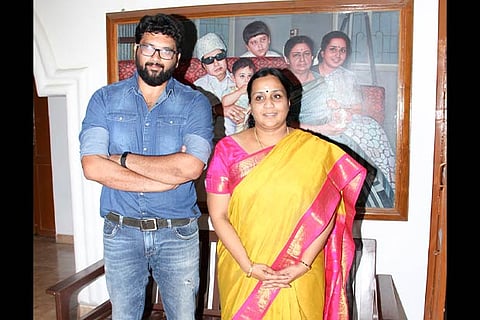 MGR?s adopted daughter Sudha Vijayakumar and her son at Ramavaram Gardens