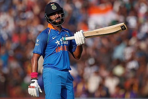 Yuvraj Singh celebrates his century