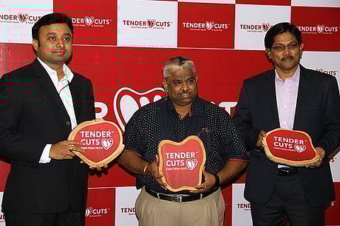 Nishanth Chandran, the Founder and CEO of TenderCuts with brand ambassador Chef Damu