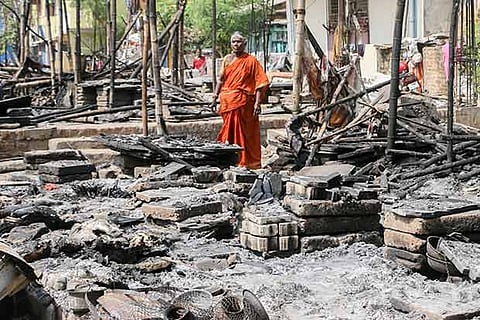 File picture of the charred fish market in Nadukuppam village